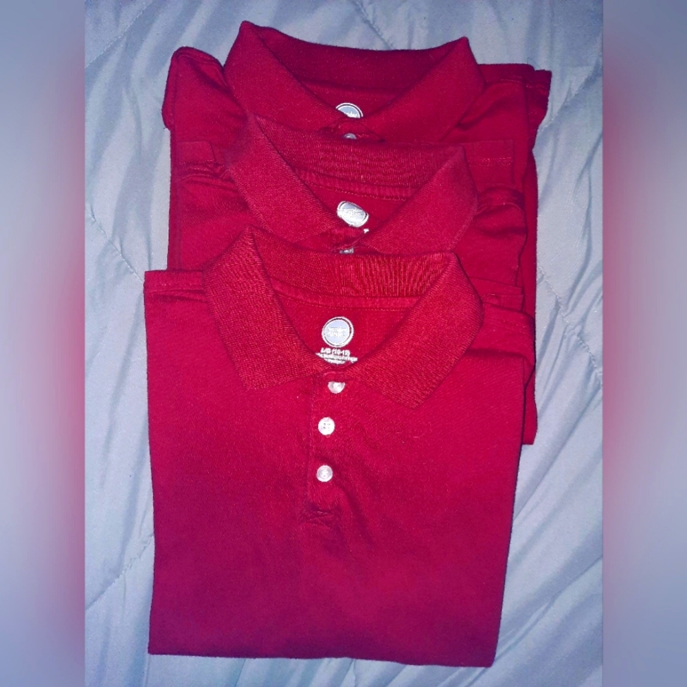 Lot of 3. Boys size 10/12 (L) Long Sleeve polo shirts.